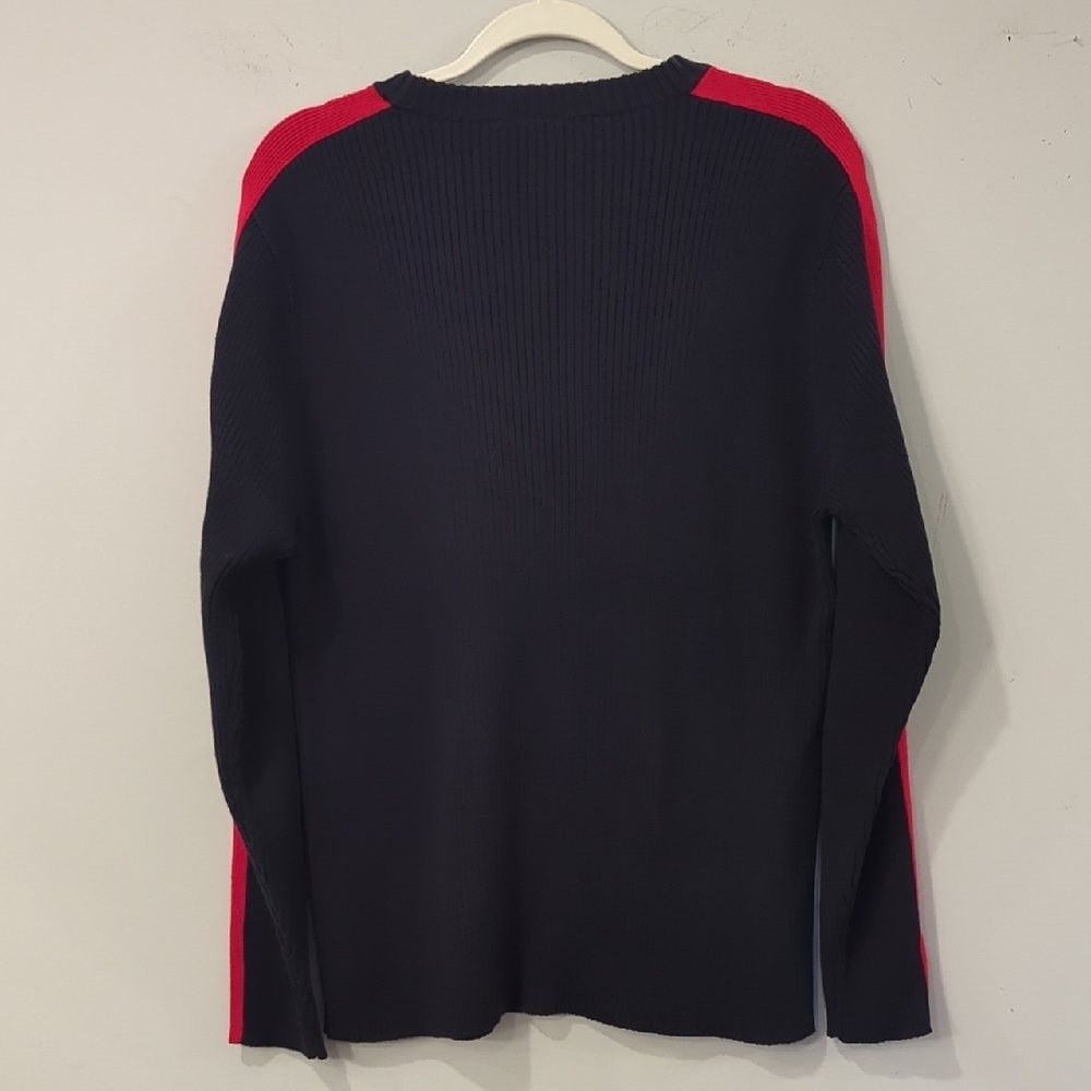 Tommy Hilfiger Black Ribbed Sweater with Red‎ Stripes size Large 100% Cotton image 5